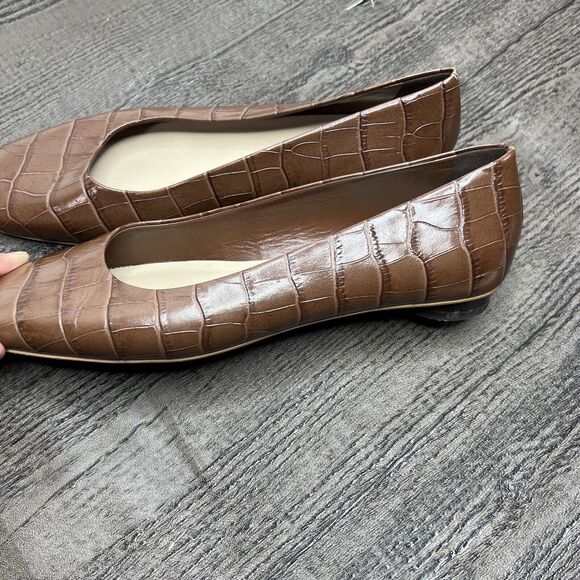 Everlane The 90's Flat Shoe 100% Brown Leather Croc Embossed Women’s Sz 7 - Picture 11 of 15